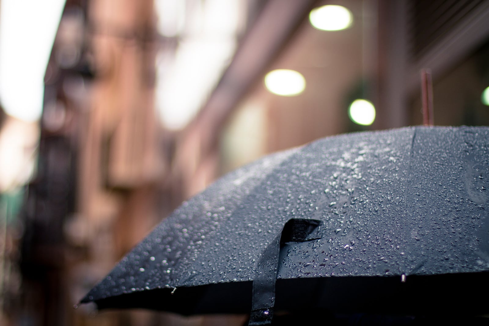 An umbrella in the rain