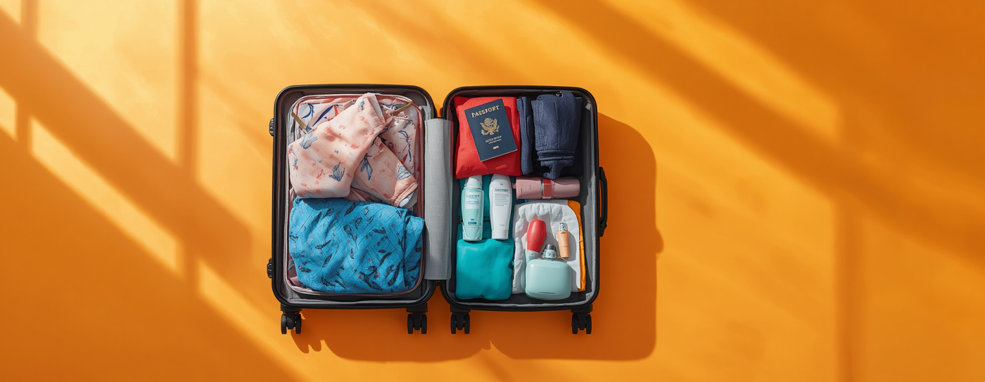 A neatly packed suitcase